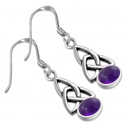 Amethyst Stone Trinity Knot Silver Earrings Set - e341